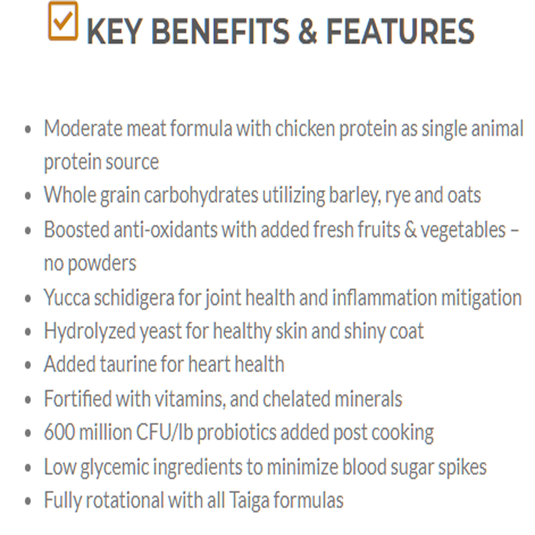 Taiga Whole Grain Dog Food - Chicken